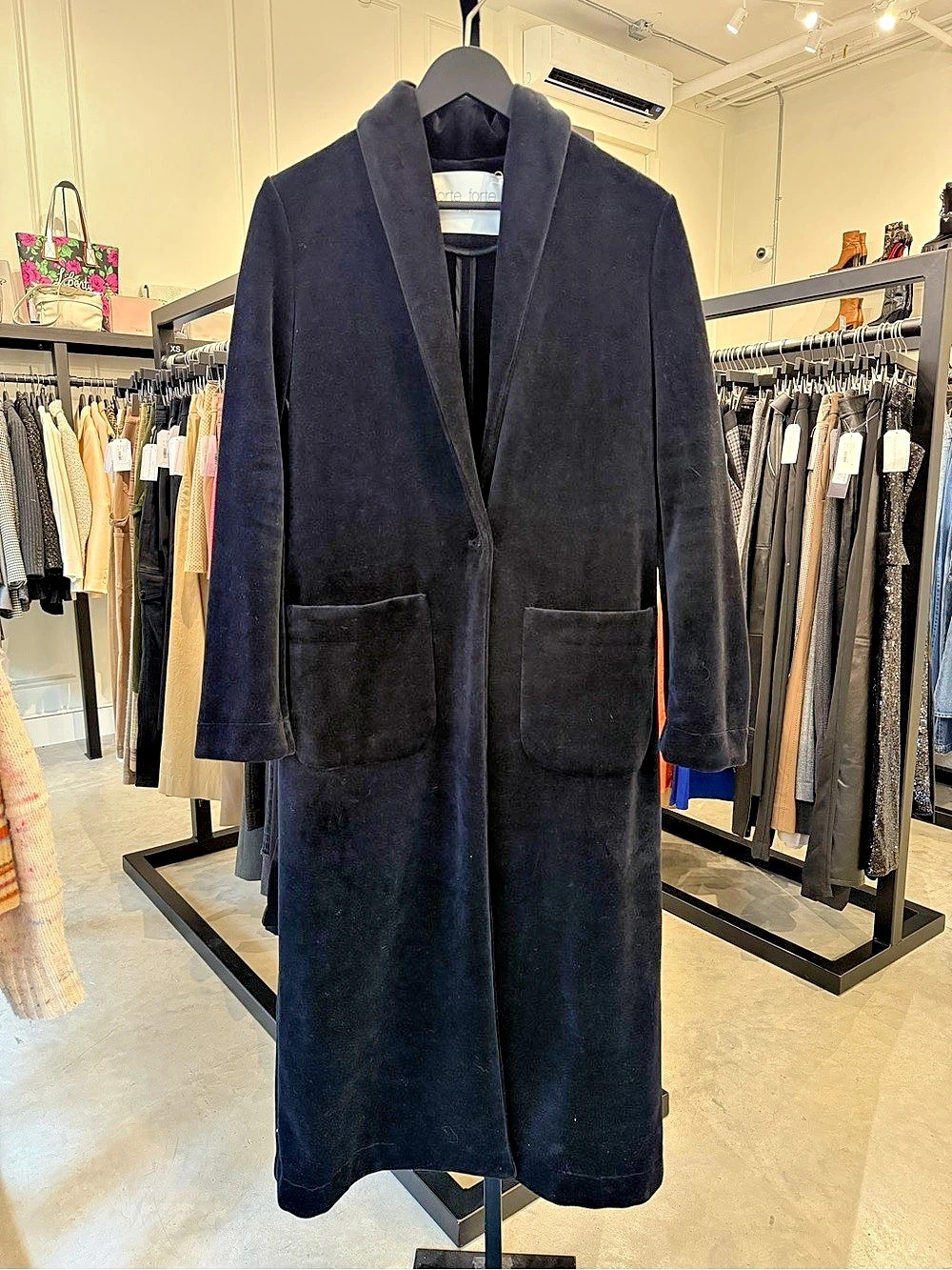 forte_forte velvet Long Black Coat